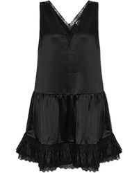 Ganni - Satin Dress With Lace Inserts - Lyst