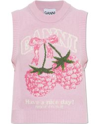 Ganni - Vest With Logo - Lyst