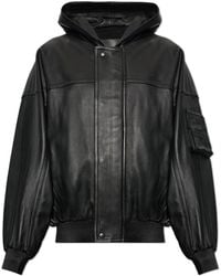 Balenciaga - Leather Jacket With Hood - Lyst