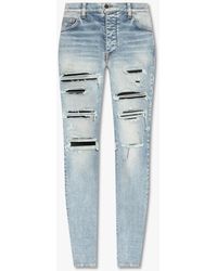 Amiri Jeans With Leather Inserts - Blue