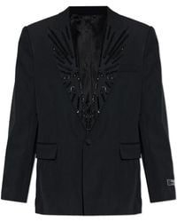 Balmain - Wool Blazer With Shimmering Appliqués - Lyst