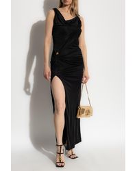 Versace - Long Dress With Decorative Safety Pin - Lyst