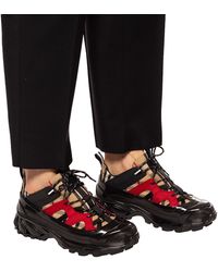 vintage check cotton and nubuck arthur sneakers