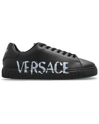 Versace - Leather Sports Shoes With Logo - Lyst
