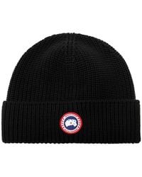 Canada Goose - Beanie Hat With Logo Patch - Lyst