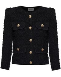 Balmain - Tweed Cardigan With Sewn-In Shoulder Pads - Lyst