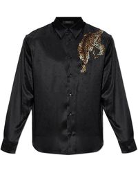 Versace - Silk Shirt With Shimmering Appliqués - Lyst