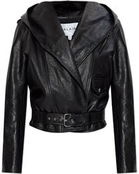 Alaïa - Leather Jacket With Hood - Lyst