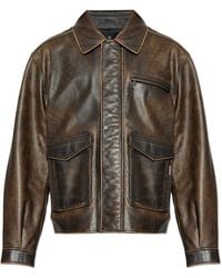 Represent - Leather Jacket With 'Vintage' Effect - Lyst