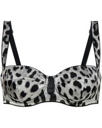 Dolce & Gabbana - Silk Bra With Animal Print - Lyst