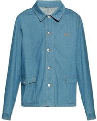 KENZO - Denim Shirt With Embroidered Logo - Lyst