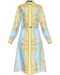 Versace - Silk Dress With Belt - Lyst
