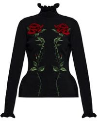 Blumarine - Wool Sweater With A Floral Motif - Lyst