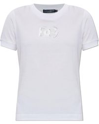 Dolce & Gabbana - T-Shirt With A Shimmering Logo - Lyst