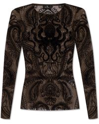 Etro - Tulle Top With Flocked Pattern, - Lyst