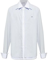Acne Studios - Cotton Shirt With Embroidered Logo - Lyst