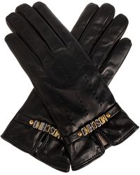 Moschino - Leather Gloves With Logo - Lyst