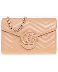 Gucci Taupe Mini gg Marmont 2.0 Coin Pouch Keychain