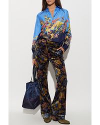 Etro - Velvet Trousers With A Floral Motif - Lyst
