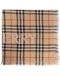 Burberry - Wool Scarf With Check Pattern - Lyst