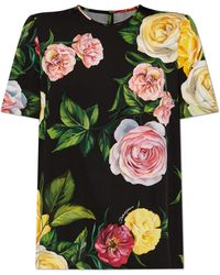 Dolce & Gabbana - Silk Top With Floral Motif - Lyst