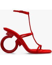 Ferragamo - Elina T-Strap Gancini Sandals, Size 5.5 - Lyst