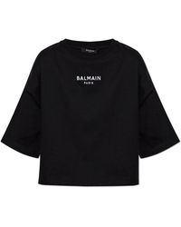 Balmain - Short T-Shirt With Embroidered Logo - Lyst