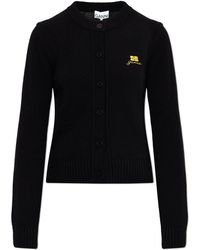 Ganni - Cardigan With Embroidered Logo - Lyst