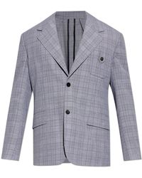Versace - Wool Blazer With A Check Pattern - Lyst