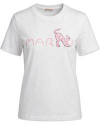 Marni - T-Shirt With Embossed Logo - Lyst