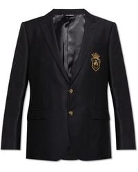 Dolce & Gabbana - Wool Blazer With Appliqué - Lyst