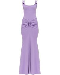 Versace Jeans Couture - Long Dress With Decorative Buckles On The Straps - Lyst