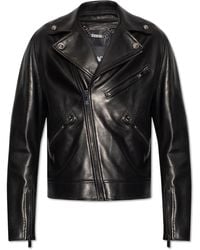 Versace - Leather Biker Jacket - Lyst