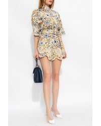 Zimmermann - Linen Shorts With Floral Motif - Lyst