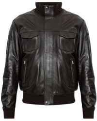 Dolce & Gabbana - Leather Jacket With Stand-Up Collar - Lyst