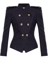 Balmain - Tweed Blazer With Sewn-In Lapels - Lyst