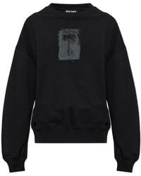 Palm Angels - Cotton Sweatshirt With A Crew Neck - Lyst