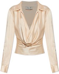 Blumarine - Satin Top With Decorative Neckline - Lyst