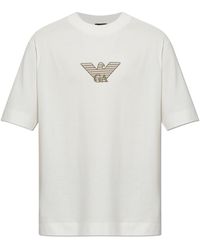 Emporio Armani - T-Shirt With Embroidered Logo - Lyst