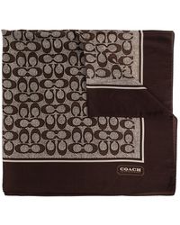 COACH - Silk Scarf With Monogram - Lyst