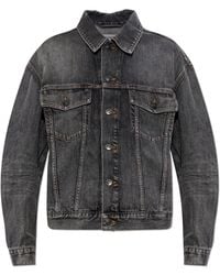 Balenciaga - Denim Jacket With Logo - Lyst
