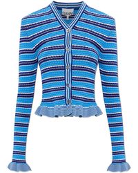 Ganni - Cardigan Finished With A Ruffle - Lyst