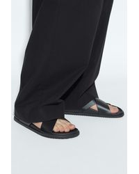 Dolce & Gabbana - Leather Slides With Logo-Shaped Appliqué - Lyst