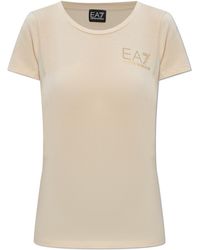 EA7 - T-Shirt With Shimmering Sequins - Lyst