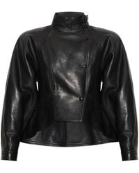 Balmain - Leather Peplum Jacket - Lyst