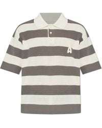 Ami Paris - Striped Pattern Polo - Lyst