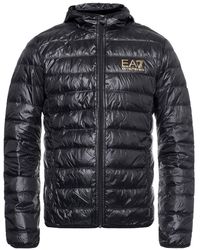 EA7 - Hooded Quilted Down Jacket - Lyst