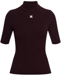 Courreges - Ribbed Top With Turtleneck - Lyst