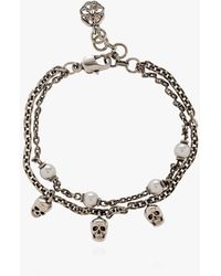 Alexander McQueen - Skull Pearl Pavé Bracelet - Lyst