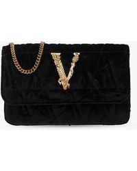 Versace 'virtus Mini' Shoulder Bag - Black